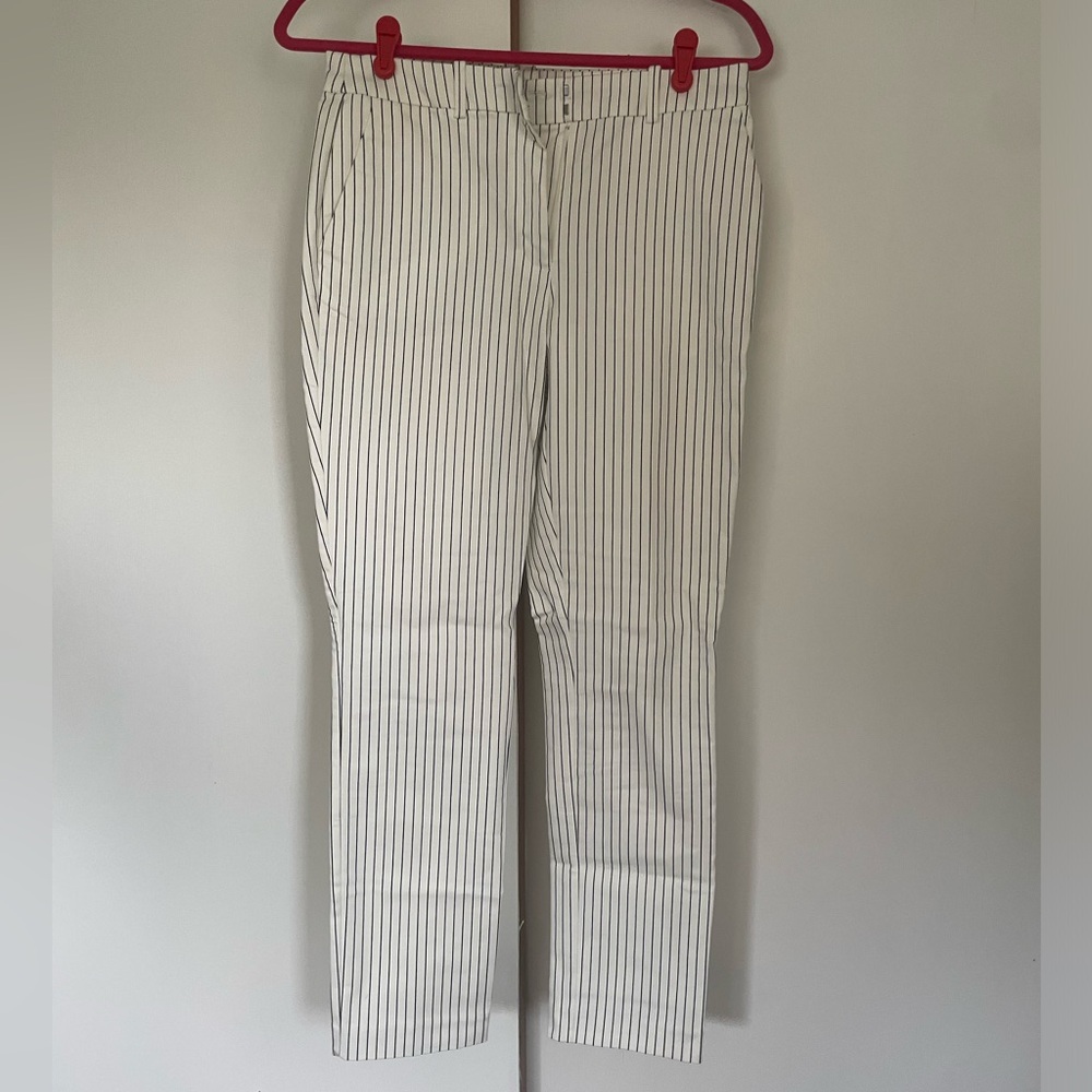 H&M Pants Women Size 8 White Black Pinstripe